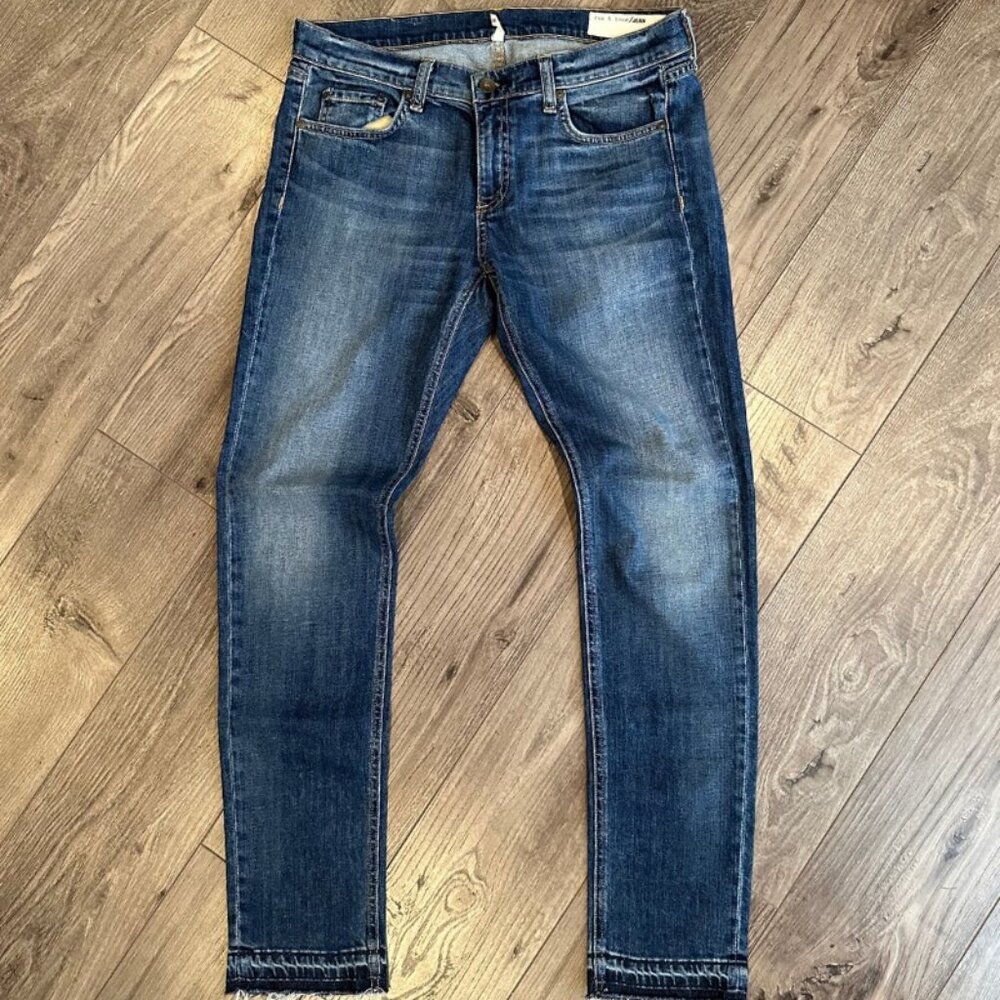 Distressed Rag & Bone Dre Women's Blue Denim Jeans - Size 28x30